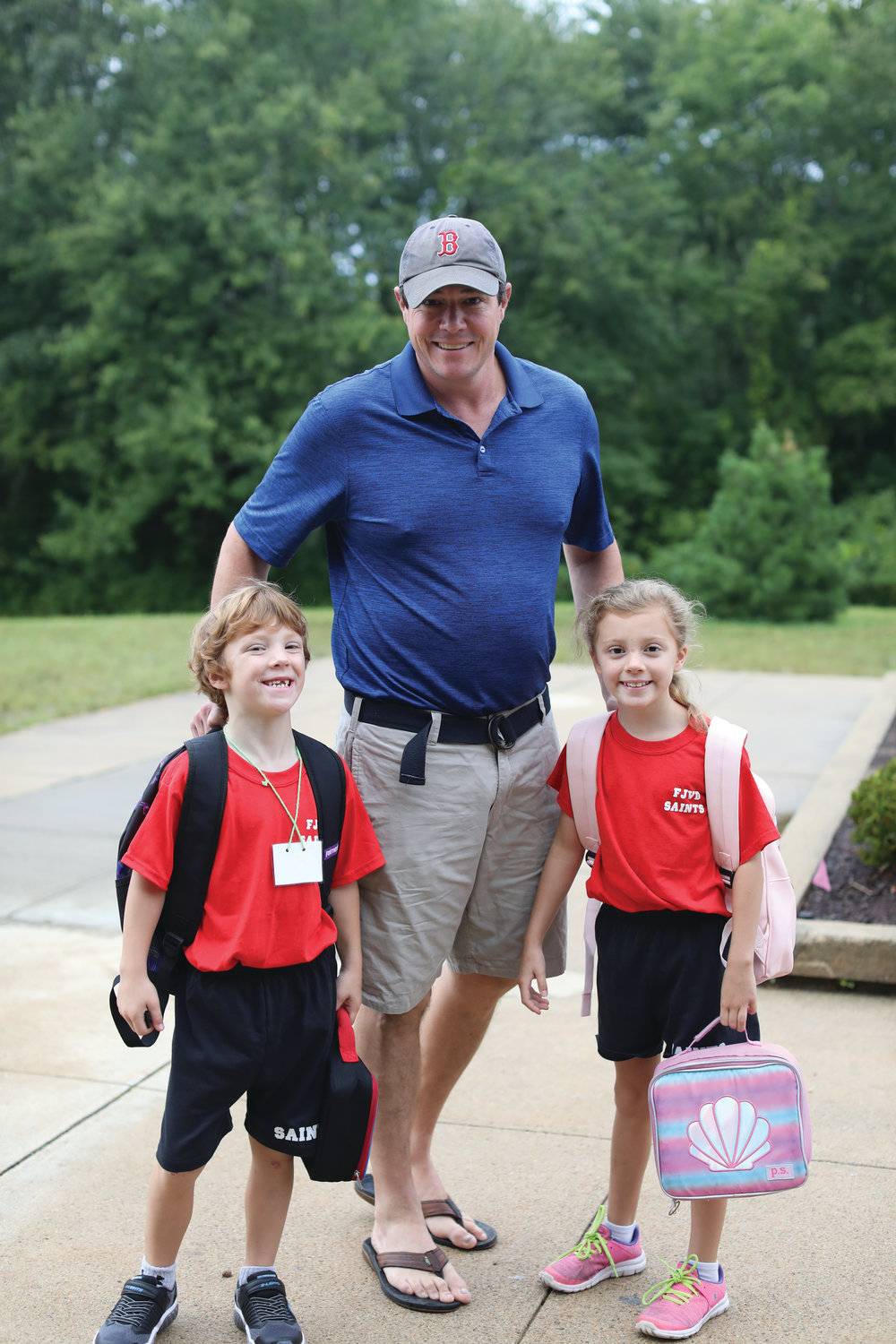 Families are all smiles on the first day of school at Father John V. Doyle, Coventry.